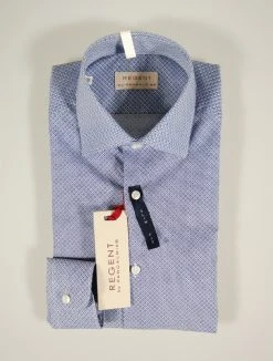Camicia Micro Fantasia Azzurra Regent By Pancaldi Slim Fit -Meyer Shop 0 39fe8e16 1200