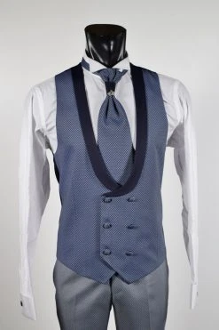 Abito Musani Cerimonia Grigio Chiaro Slim Fit Con Petto A Lancia