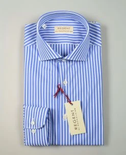 Regent By Pancaldi Camicia Pancaldi Slim Fit Azzurra A Righe