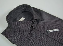 Camicia Ingram Slim Fit Micro Disegno Grigio Nero E Bordeaux