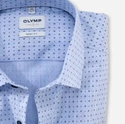 OLYMP Level Five Camicia Olymp Celeste Slim Fit Cotone Stretch Stampato