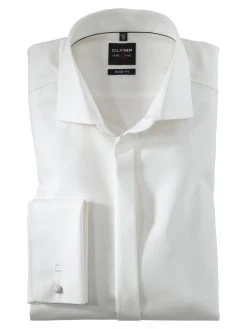 OLYMP Level Five Camicia Ecru Elegante Da Cerimonia Olymp Con Polso Doppio