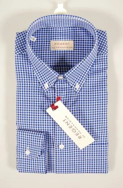 Regent By Pancaldi Camicia Pancaldi A Quadretti Blu E Azzurro Button Down