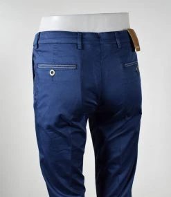 BSETTECENTO Made In Italy Pantalone Bsettecento Blu Scuro Slim Fit Cotone Stretch