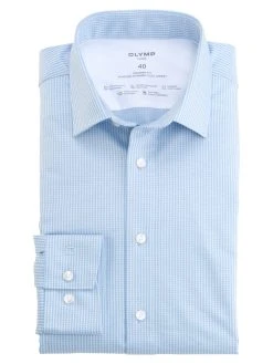 OLYMP Luxor Camicia Celeste Micro Disegno Modern Fit In Jersey -Meyer Shop 0 465d8f5f 1200