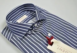 Regent By Pancaldi Camicia Blu A Righe Pancaldi Slim Fit Collo Francese Puro Cotone -Meyer Shop 0 4707640f 1600