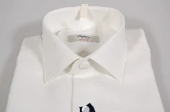 Camicia Bianca Ingram Slim Fit Cotone No Stiro Lavorato