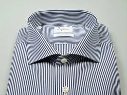 Camicia Ingram A Righe Blu Slim Fit In Cotone Doppio Ritorto