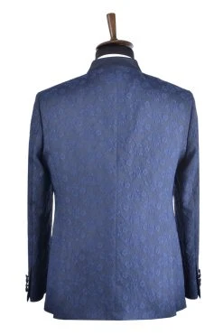 Baggi Men Abito Slim Fit Alla Coreana Blu Damascato Con Gilet E Cravatta -Meyer Shop 0 48dcb790 1200