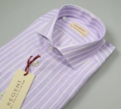 Regent By Pancaldi Camicia Pancaldi Slim Fit In Puro Lino Glicine A Righe -Meyer Shop 0 4af963f5 1321