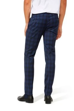 DIGEL MOVE Pantalone Blu A Quadri Extra Slim Fit Digel Pura Lana Merlane