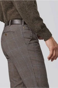 MEYER Exclusive Pantalone Modern Fit Marrone Fantasia Principe Di Galles Meyer