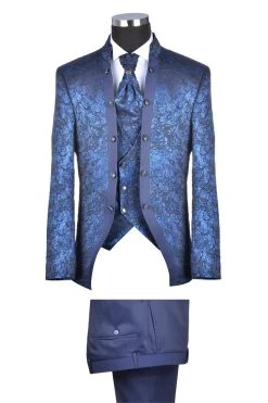 Baggi Men Abito Da Sposo Baggi Damascato Blu Marine Slim Fit -Meyer Shop 0 4df38721 1200
