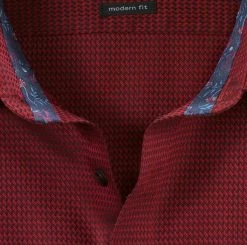 OLYMP Luxor Camicia Olymp Bordeaux Micro Fantasia Modern Fit Cotone Facile Stiro -Meyer Shop 0 4ef6d525 706