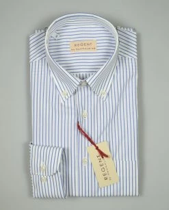 Regent By Pancaldi Camicia PancaldI A Righe Azzurro Button Down Con Taschino -Meyer Shop 0 54494a03 1200