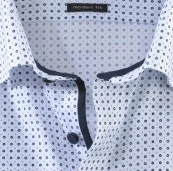 OLYMP Luxor Camicia Olymp Collo Button Down Modern Fit Bianca Cotone Stampato