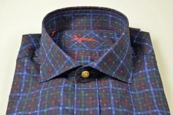 Camicia Ingram Blu A Quadri In Cotone Lavato Slim Fit -Meyer Shop 0 5477dce9 1600