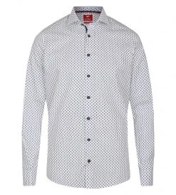 PURE SHIRT Camicia Pure Slim Fit In Puro Cotone Stampato Blu Con Ananas -Meyer Shop 0 55ca8db5 1000