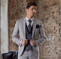 Abito Musani Cerimonia Grigio Chiaro Slim Fit Con Petto A Lancia -Meyer Shop 0 569260aa 942 1