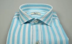 Camicia Slim Fit Ingram A Righe Verde Acqua Collo Alla Francese