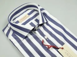 Regent By Pancaldi Camicia Pancaldi Slim Fit A Righe Blu Larghe Cotone Stretch -Meyer Shop 0 5736d065 1053