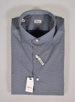 Camicia Ingram Slim Fit Cotone Strech Blu Micro Disegno