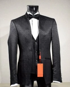 Musani Uomo Abito Musani Cerimonia Nero Damascato Slim Fit -Meyer Shop 0 57934b03 1200