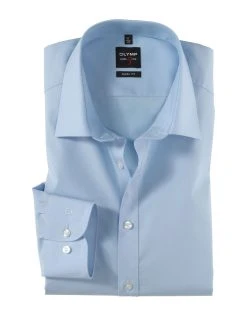 OLYMP Level Five Camicia Celeste Olymp Slim Fit Cotone Stretch -Meyer Shop 0 58c30d9c 1700