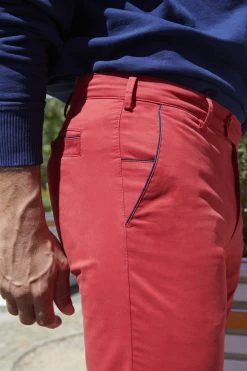Pantalone Meyer Rosso Cotone Bio Vestibilità Perfetta