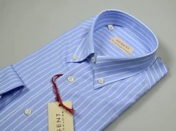 Regent By Pancaldi Camicia Pancaldi Celeste A Righe Button Down Con Taschino -Meyer Shop 0 5d0ecb29 1600