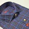 Camicia Ingram Blu A Quadri In Cotone Lavato Slim Fit