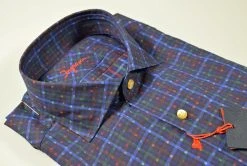 Camicia Ingram Blu A Quadri In Cotone Lavato Slim Fit