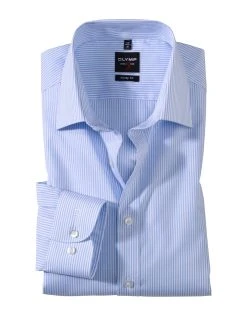 OLYMP Level Five Camicia Slim Fit Olymp A Righe Celeste In Cotone Stretch -Meyer Shop 0 5e236a55 1700