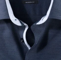 OLYMP Luxor Camicia Olymp Blu Scuro Modern Fit In Cotone Bio