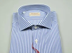 Regent By Pancaldi Camicia Pancaldi In Cotone A Righe Azzurro Slim Fit