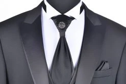 Baggi Men Abito Da Sposo Nero Slim Fit Baggi Con Petto A Lancia