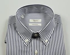 Camicia Ingram Blu A Righe Collo Button Down Regular Fit Cotone Doppio Ritorto -Meyer Shop 0 62cf0559 1538