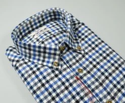 Camicia Ingram A Quadri Azzurro In Flanella Button Down Modern Fit -Meyer Shop 0 62d063d2 1456