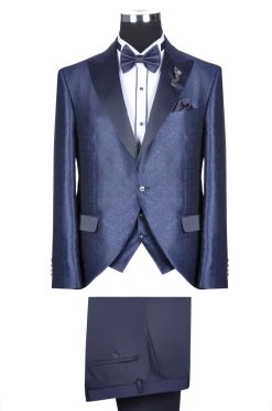 Baggi Men Abito Baggi Blu Damascato Con Petto A Lancia -Meyer Shop 0 637028af 1700