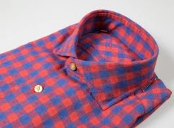 Camicia Ingram Slim Fit In Flanella Rasata A Quadri Blu E Rosso -Meyer Shop 0 648dad48 1600