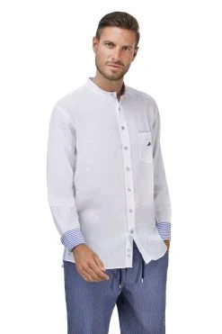 GREEN COAST Made In Italy Camicia In Puro Lino Green Coast Collo Alla Coreana