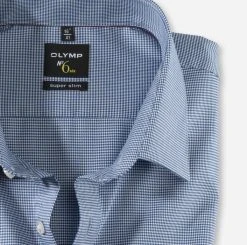 OLYMP No. Six Camicia Olymp Blu A Quadretti Super Slim Fit Cotone Stretch -Meyer Shop 0 66409ba4 706
