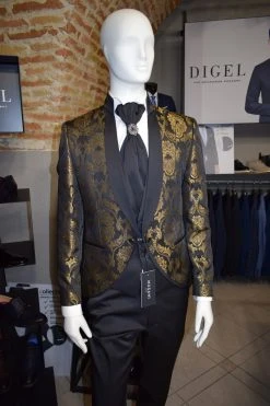 Musani Uomo Abito Musani Damascato Ecru Con Panciotto Cravatta E Papillon