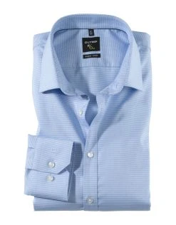 OLYMP No. Six Camicia Olymp Celeste A Quadretti Super Slim Fit Cotone Stretch -Meyer Shop 0 66d272cf 1700