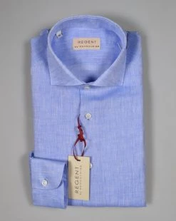 Regent By Pancaldi Camicia Pancaldi Celeste Slim Fit In Puro Lino Collo Alla Francese -Meyer Shop 0 689852c8 1200