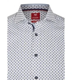 PURE SHIRT Camicia Pure Slim Fit In Puro Cotone Stampato Blu Con Ananas -Meyer Shop 0 68c2e977 1000