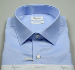 Camicia Ingram Celeste Slim Fit In Cotone Twill Diagonale Doppio Ritorto