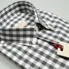 Regent By Pancaldi Camicia A Quadri Grigio In Flanella Rasata Pancaldi Collo Button Down