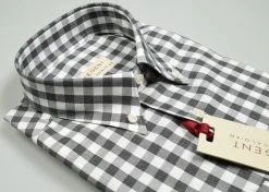 Regent By Pancaldi Camicia A Quadri Grigio In Flanella Rasata Pancaldi Collo Button Down