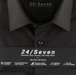 Camicia Olymp Level Five In Jersey Nera Slim Fit